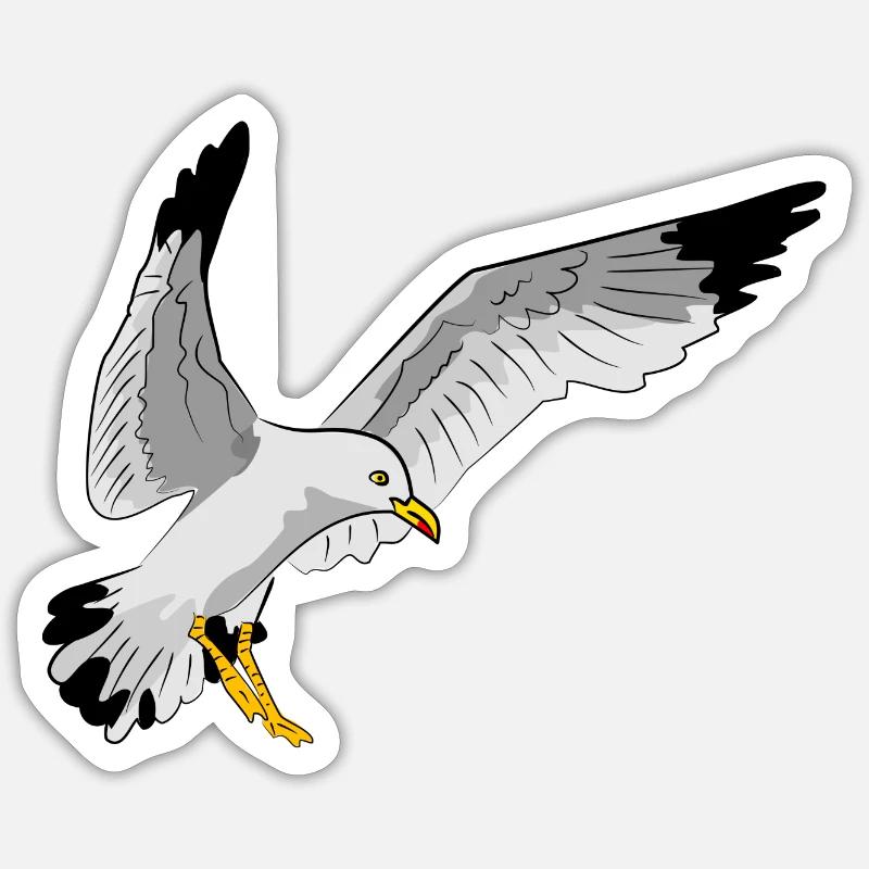 Stilvolle Seevogel Silhouette einer Möwe Sticker Größe S (10 x 10 cm)