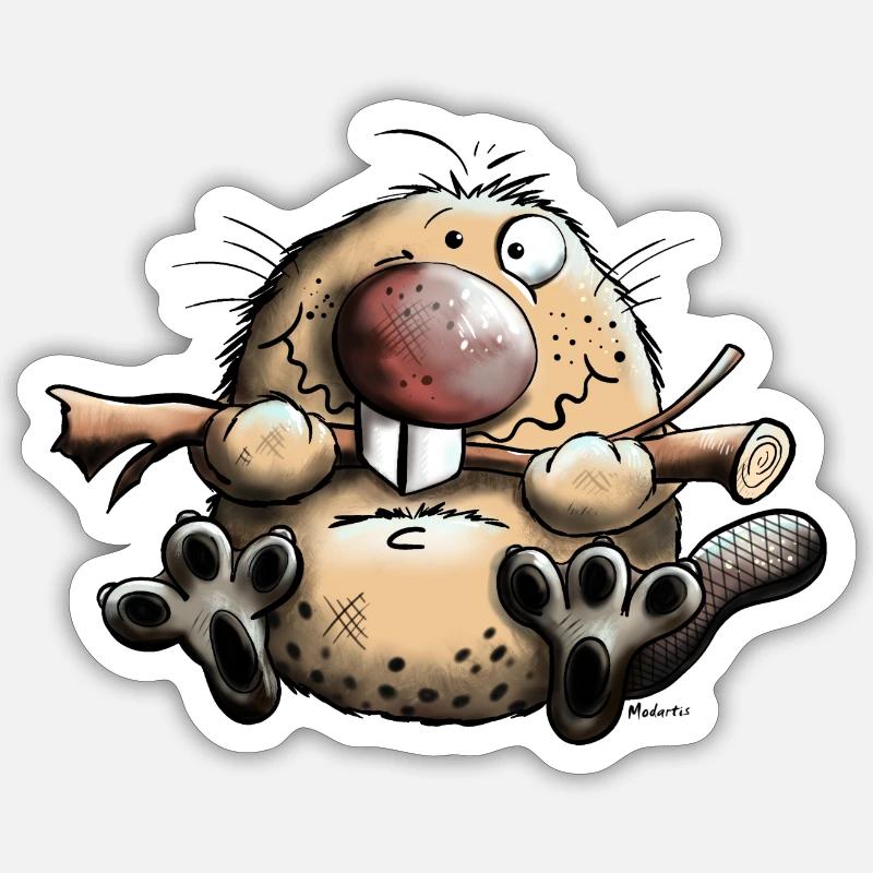 Funny Beaver - Sticker size S (10 x 10 cm) - white matte