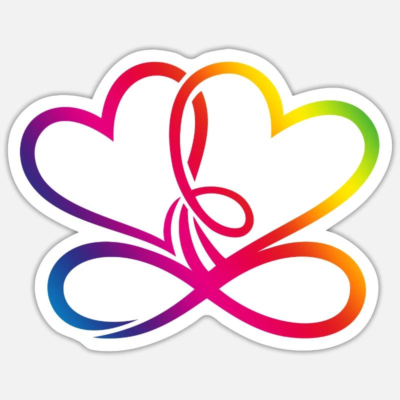 Two Hearts Rainbow Infinity Love CSD LGBT Sticker size S (10 x 10 cm)