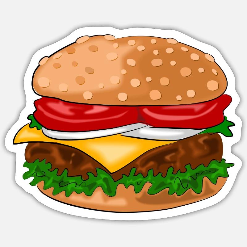 hamburger - Sticker taille S (10 x 10 cm) - blanc mat