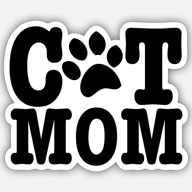 cat mom - Sticker size S (10 x 10 cm) - white matte