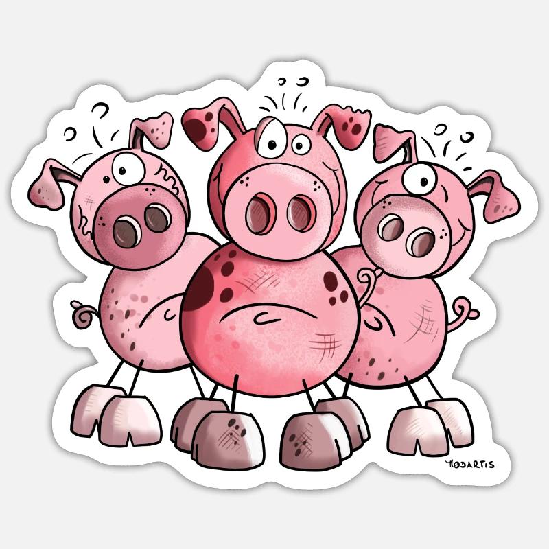 Three Pigs - Sticker size S (10 x 10 cm) - white matte