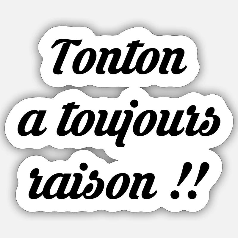 Tonton - Oncle - Neveu - Nièce - Bébé - Naissance - Sticker taille S (10 x 10 cm) - blanc mat