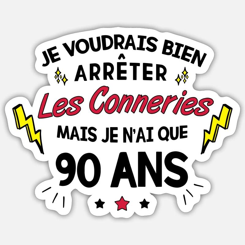 Anniversaire 90 ans - Sticker taille S (10 x 10 cm) - blanc mat