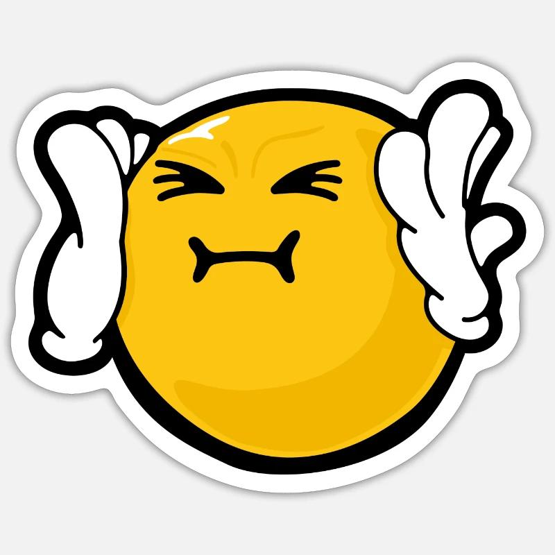 Smiley Anger Harassed - Sticker taille S (10 x 10 cm) - blanc mat