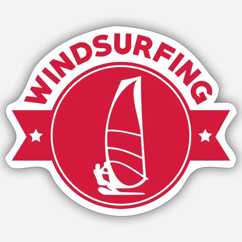 Windsurfen / Windsurfer / Windsurf / Windsurfing - Sticker Größe S (10 x 10 cm) - Mattweiß