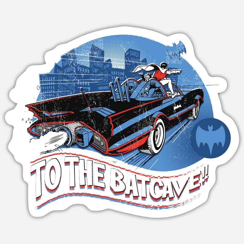DC Comics Batman Robin Drive Batmobile Retro - Sticker size S (10 x 10 cm) - white matte