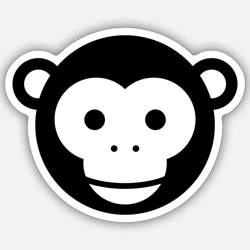 Affenkopf – Niedliches Affengesicht Cartoon - Sticker Größe S (10 x 10 cm) - Mattweiß