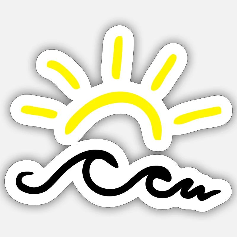 Sun and waves - Sticker size S (10 x 10 cm) - white matte