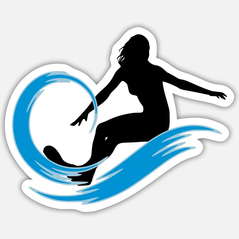 Surfer - Sticker Größe S (10 x 10 cm) - Mattweiß