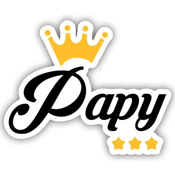 Papy Papi Grand-Père Retraite famille - Sticker taille S (10 x 10 cm) - blanc mat - Devant