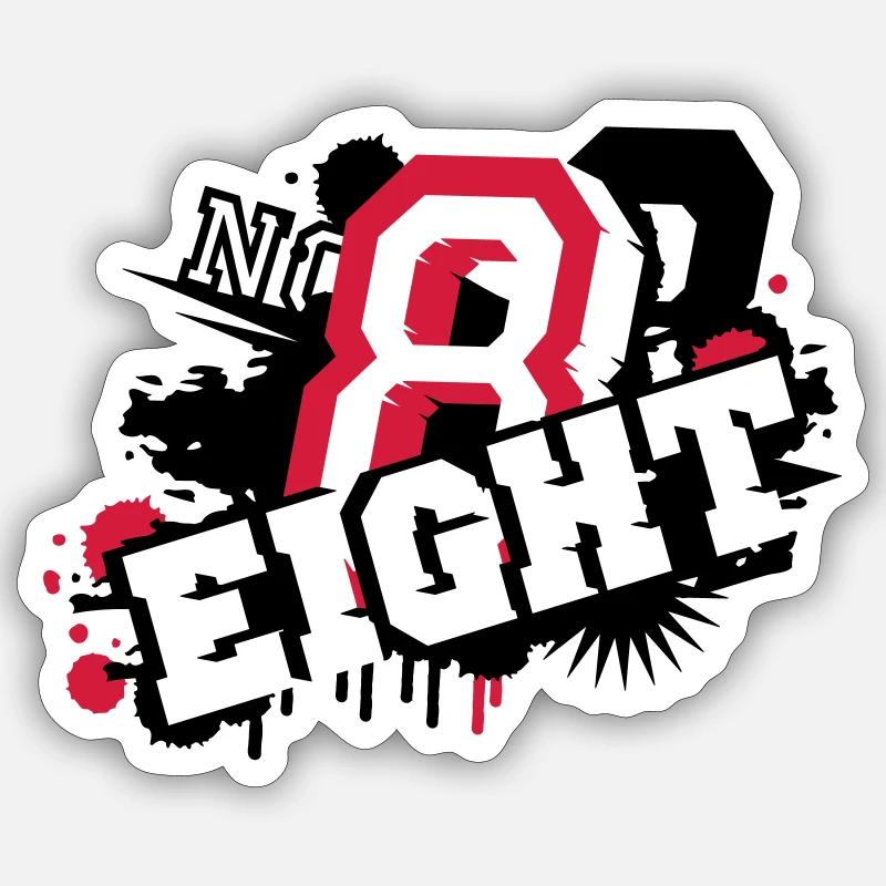 stylisches Nummer Acht Graffiti in 3D - Sticker Größe S (10 x 10 cm) - Mattweiß