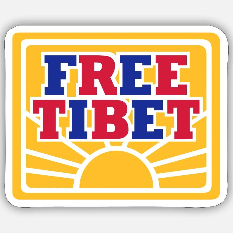 Tibet libre - Sticker taille S (10 x 10 cm) - blanc mat