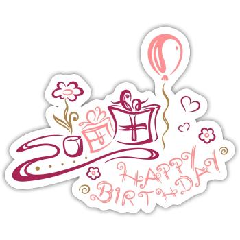 Joyeux anniversaire, félicitations - Sticker taille S (10 x 10 cm) - blanc mat - Devant