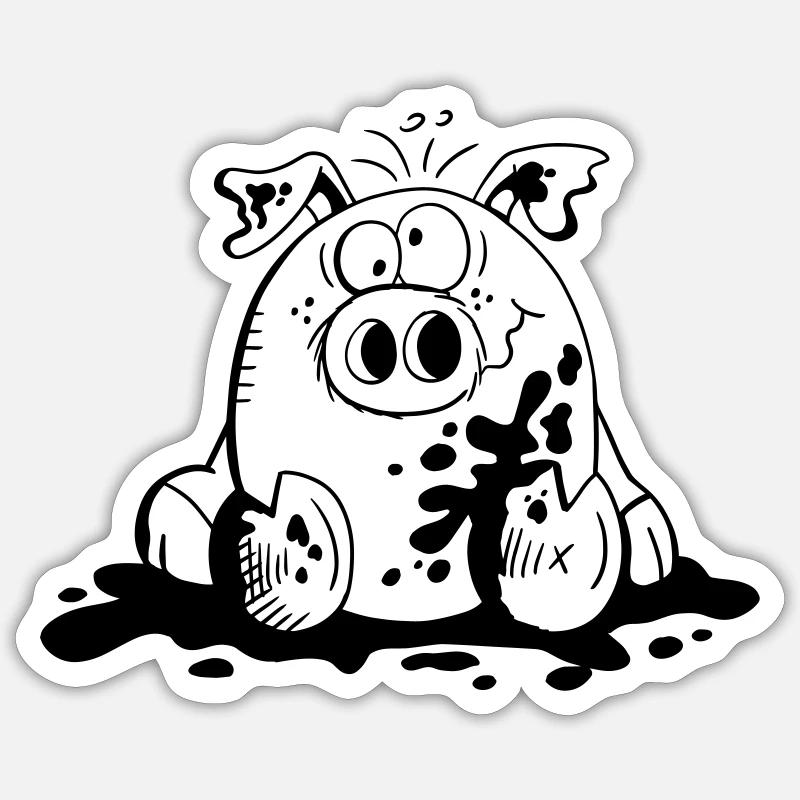 Ferkelchen - Wutz - Schwein - Sau - Fun - Sticker Größe S (10 x 10 cm) - Mattweiß