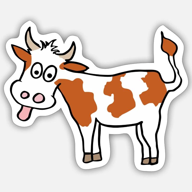 vache drôle - Sticker taille S (10 x 10 cm) - blanc mat