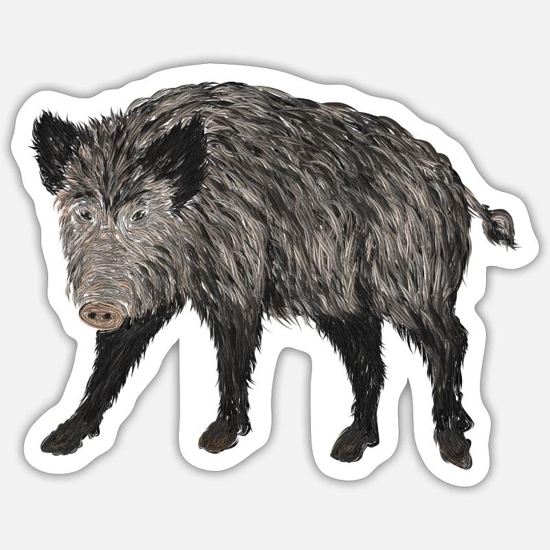sanglier - Sticker taille S (10 x 10 cm) - blanc mat