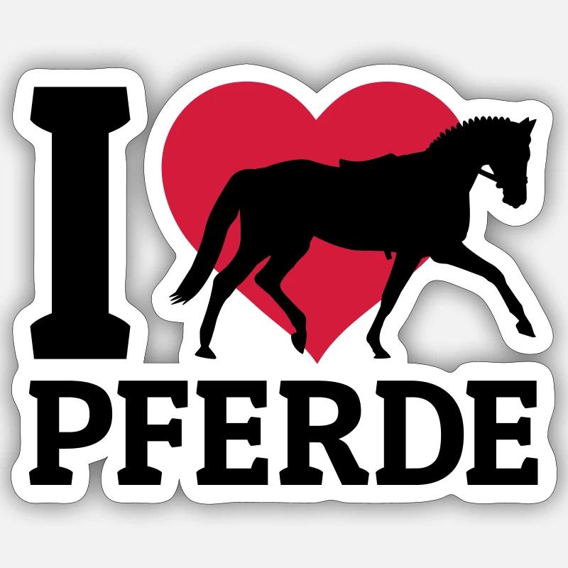 I love Pferde - Sticker Größe S (10 x 10 cm) - Mattweiß
