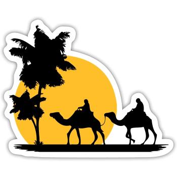 Camel - Kamel - Dromedar - Karawane - Sticker Größe S (10 x 10 cm) - Mattweiß - Vorne
