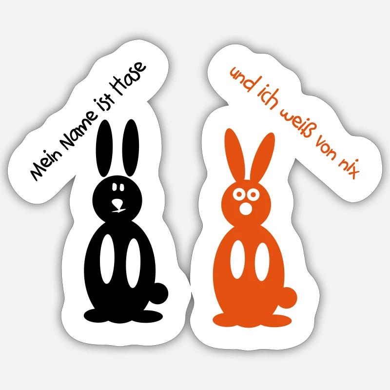 Witzige Kaninchen Hasen Hasis  - Sticker Größe S (10 x 10 cm) - Mattweiß