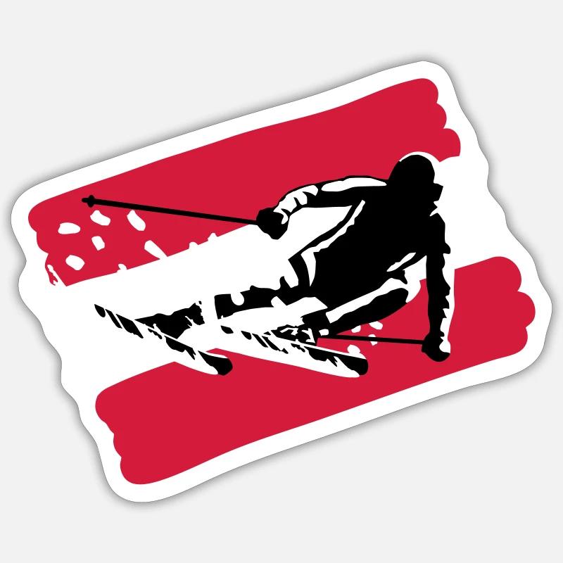 Ski Austria, skiing - Sticker size S (10 x 10 cm) - white matte