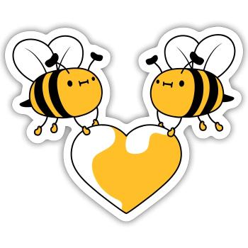 2 bees in love - Sticker size S (10 x 10 cm) - white matte - Front