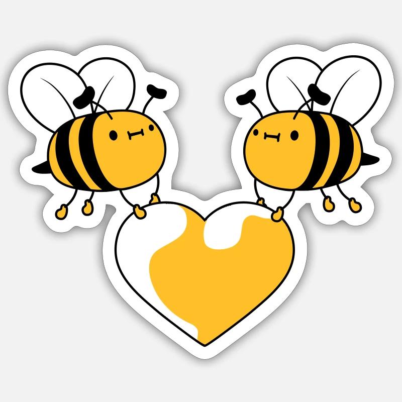 2 bees in love - Sticker size S (10 x 10 cm) - white matte