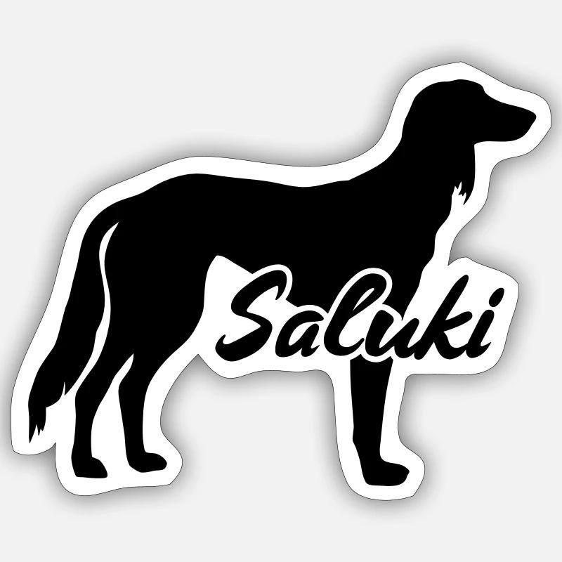 Saluki - Sticker taille S (10 x 10 cm) - blanc mat
