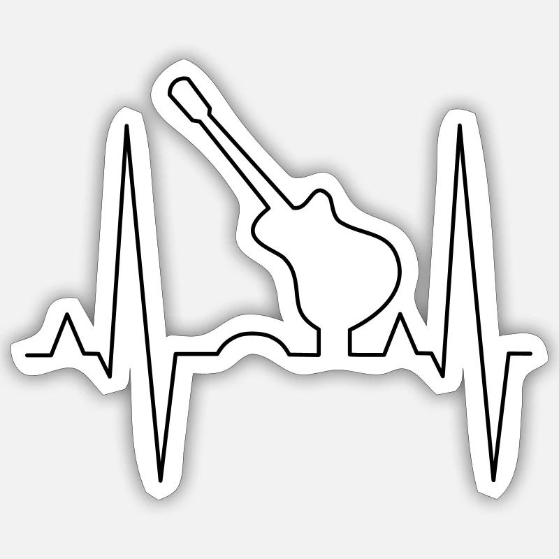 Conception d’impression de guitare - Sticker taille S (10 x 10 cm) - blanc mat