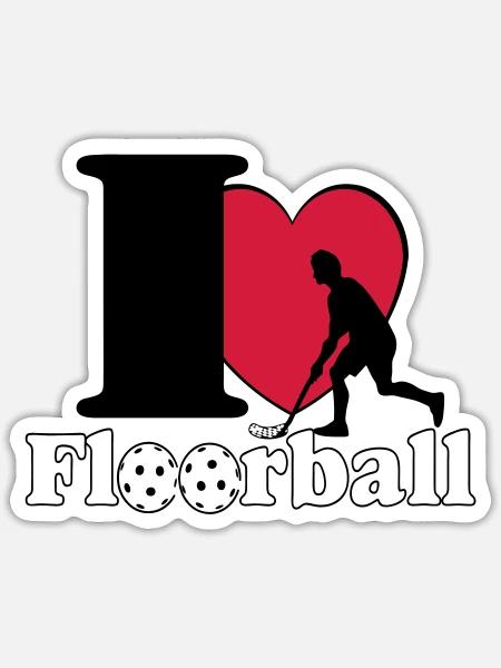 Floorball , Unihockey , Hockey , Fun I love.. - Sticker Größe S (10 x 10 cm) - Mattweiß