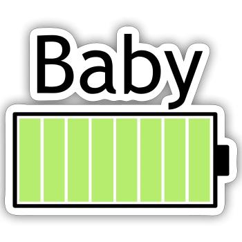 Battery full baby - partner look design for families - Sticker size S (10 x 10 cm) - white matte - Front