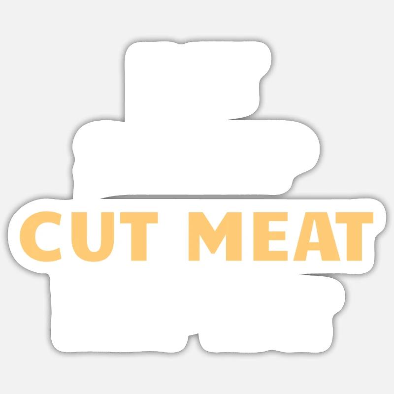BOUCHER: Viande coupée - Sticker taille S (10 x 10 cm) - blanc mat