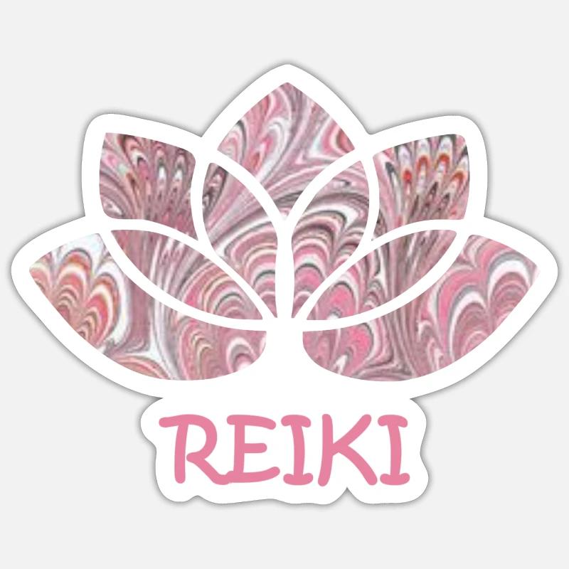 reiki mit lotus e 65 - Sticker Größe S (10 x 10 cm) - Mattweiß