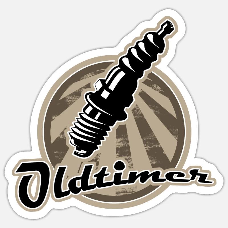 Oldtimer Zuendkerze Retro - Sticker Größe S (10 x 10 cm) - Mattweiß