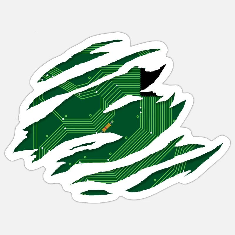 Computer circuit board behind a scratch with CPU Sticker size S (10 x 10 cm)