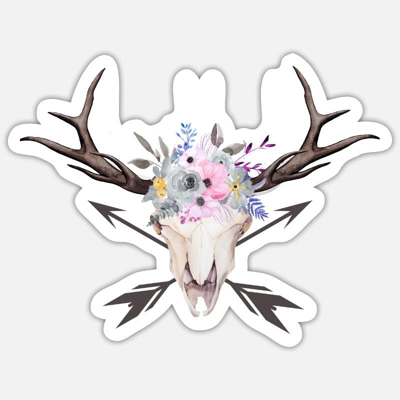 Customizable Boho Scull Flower Arrow Sticker size S (10 x 10 cm)