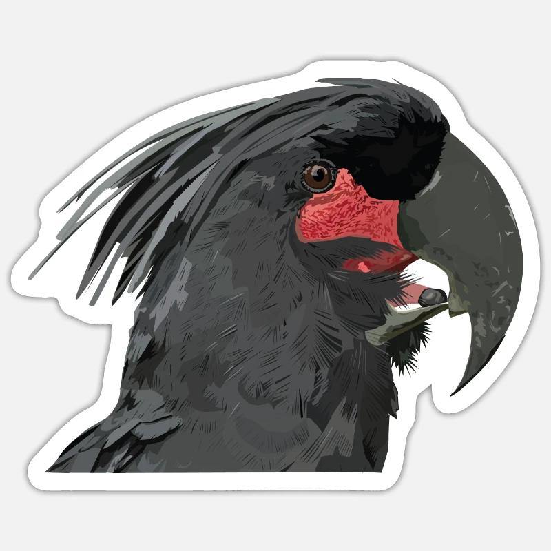 Cacatoès palmier - Sticker taille S (10 x 10 cm) - blanc mat