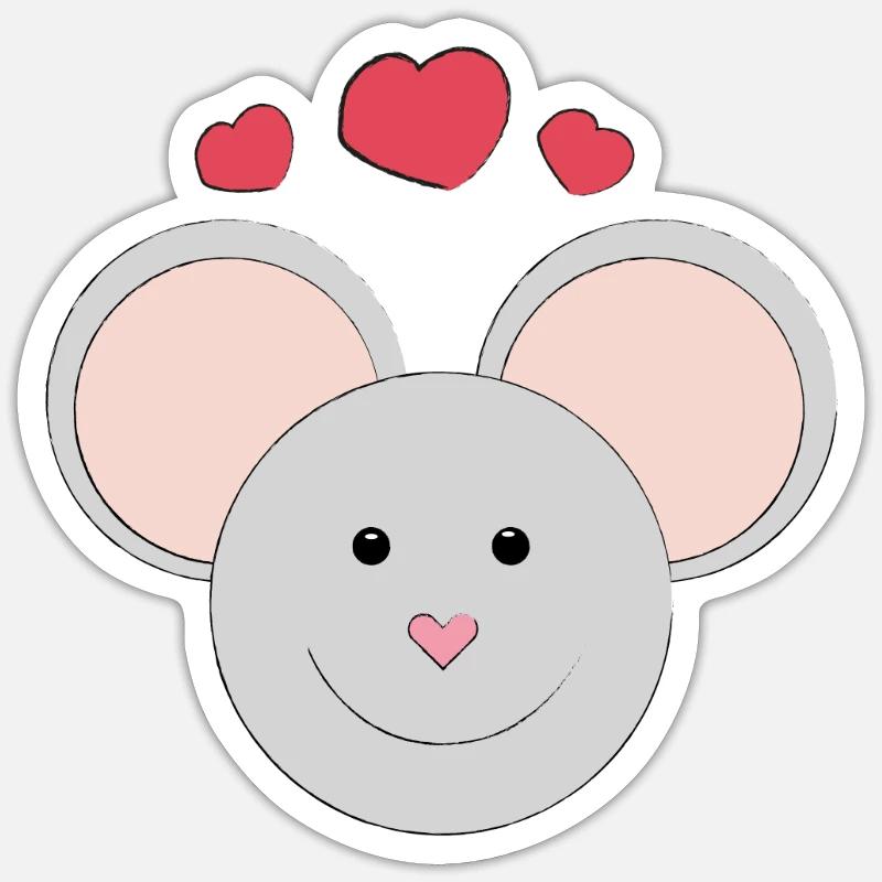 Süße lachende Maus - Geschenk - Geschenkidee - Sticker Größe S (10 x 10 cm) - Mattweiß