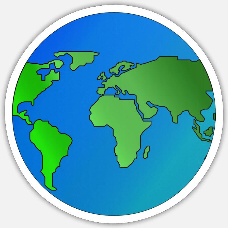 Globe terrestre globe avec les océans et les continents - Sticker taille S (10 x 10 cm) - blanc mat