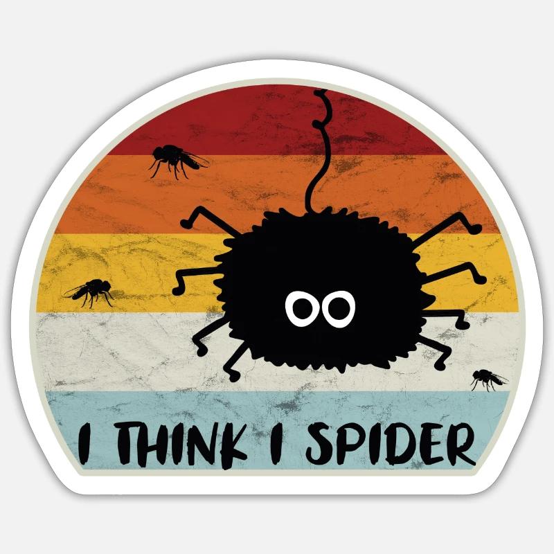 I Think I Spider Retro Ich Glaub Ich Spinne Fliege Sticker Größe S (10 x 10 cm)