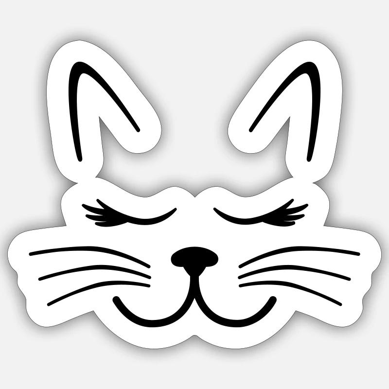 chat - Sticker taille S (10 x 10 cm) - blanc mat