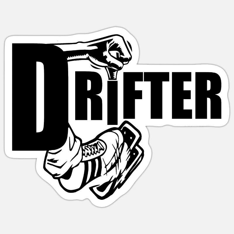 drifter; drifting; drift; - Sticker size S (10 x 10 cm) - white matte
