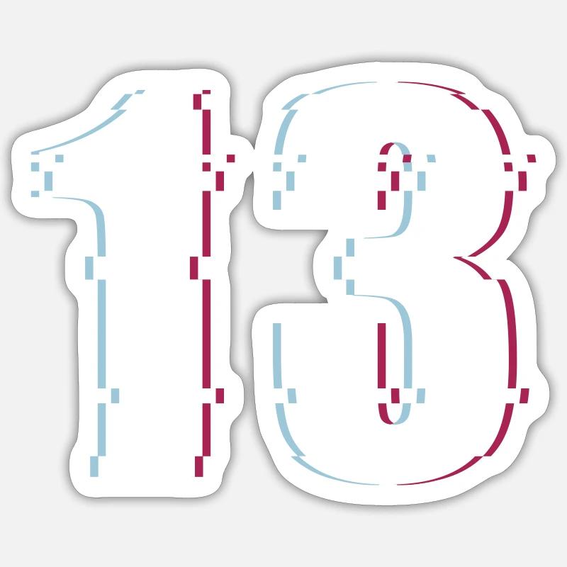 13 Thirteen Thirteen Number Effect Distorted Number Sticker size S (10 x 10 cm)