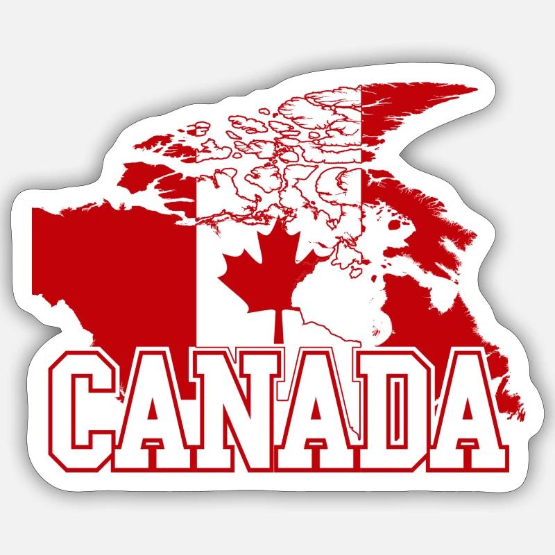 Kanada-Ahorn-Flagge Globus-Tee Sticker Größe S (10 x 10 cm)