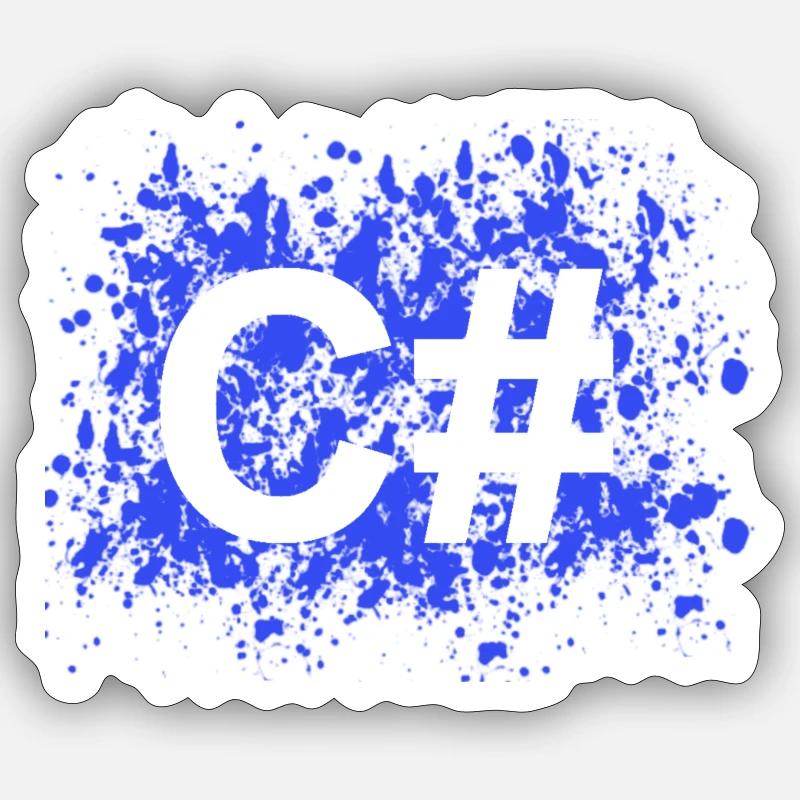 C# Programmierer Softwareentwickler Shirt - Sticker Größe S (10 x 10 cm) - Mattweiß