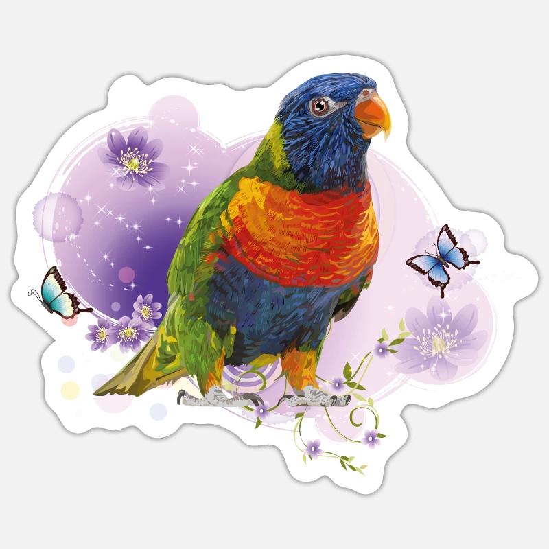 Rainbow lori - Sticker size S (10 x 10 cm) - white matte