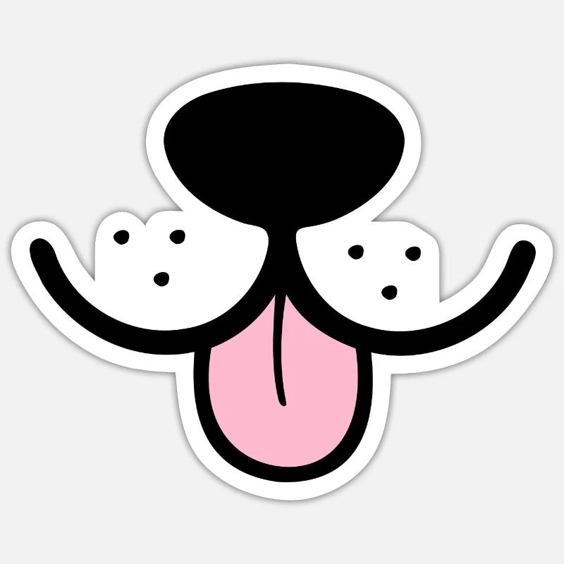 Chien drôle chiens museau chien museau langue - Sticker taille S (10 x 10 cm) - blanc mat