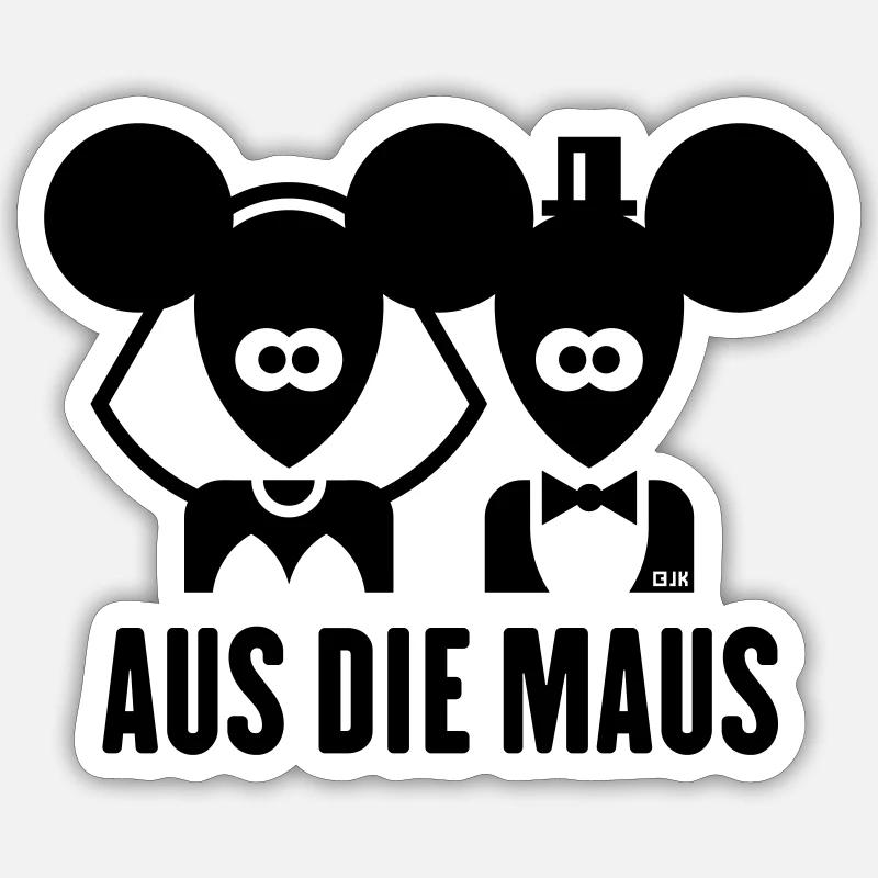 Aus Die Maus (JGA / Polterabend / Hochzeit) - Sticker Größe S (10 x 10 cm) - Mattweiß