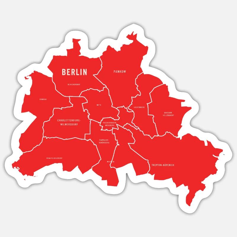 Berlin map - Sticker size S (10 x 10 cm) - white matte
