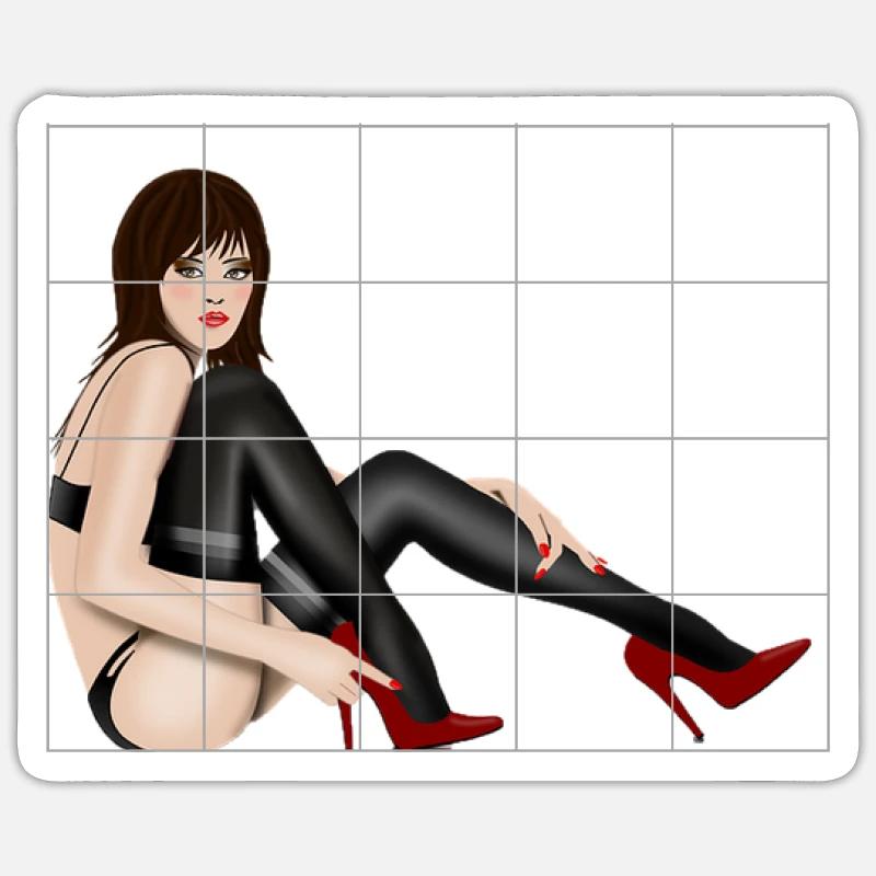 sexy Lady hinter Gittern - Sticker Größe S (10 x 10 cm) - Mattweiß